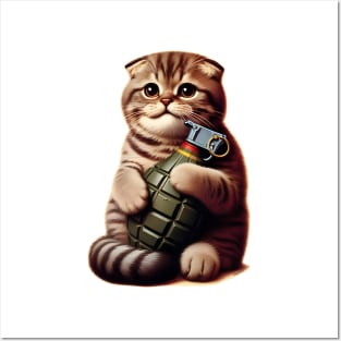 Cat and Grenade Posters and Art